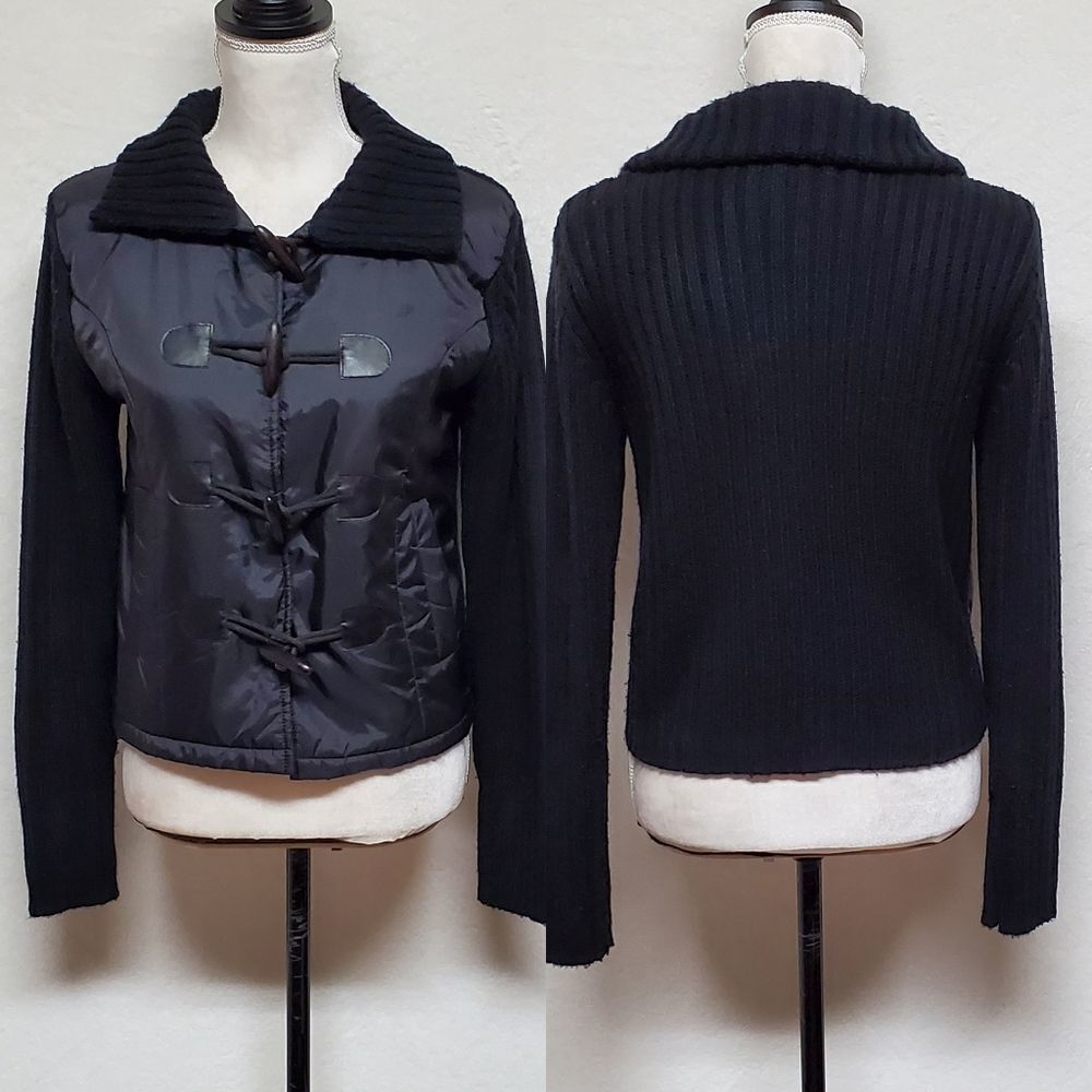 GREAT American Sweater Waterproof Ribbed Knit Toggle Button Sweater Jacket